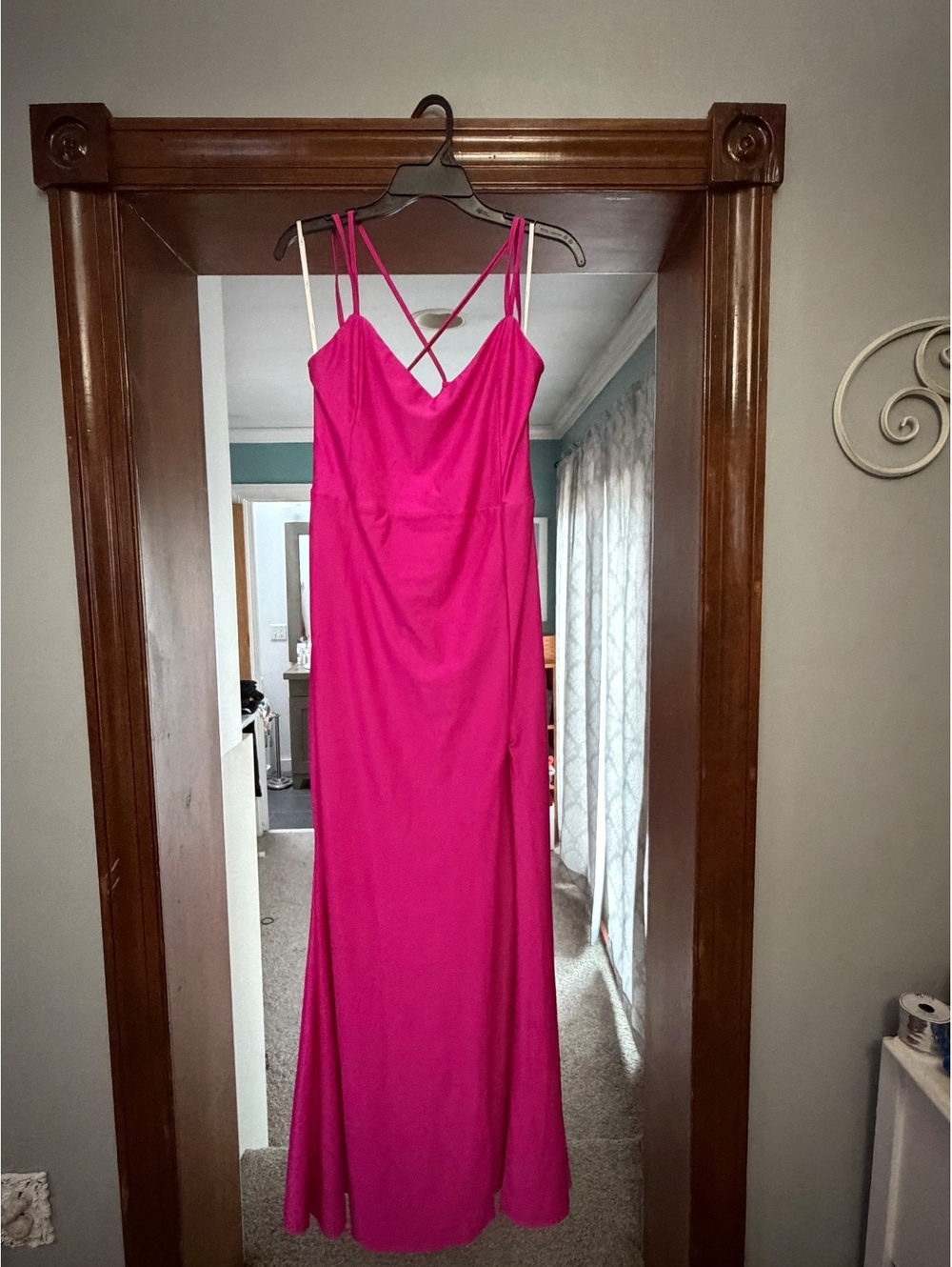 NWT hot pink Satin Lulus floor length dress